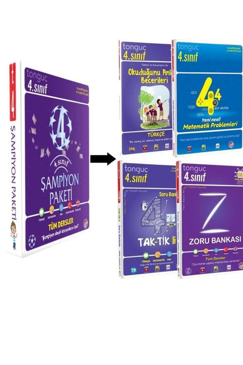 Tonguç Yayınları 4. Sınıf Şampiyon Paketi+Tüm Dersler Video Anlatımlı Soru Bankası+4 Işlem Alıştırma Defteri Set