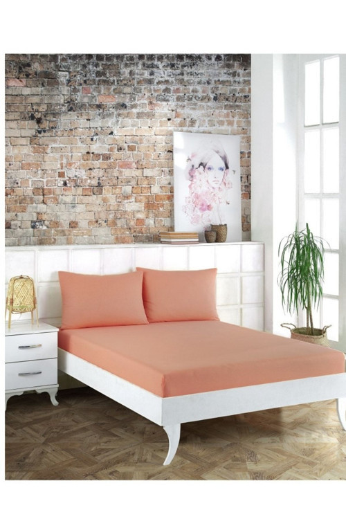 Çift Kişilik Ütülenir Düz Çarşaf Takımı Somon 200X220Kingsize