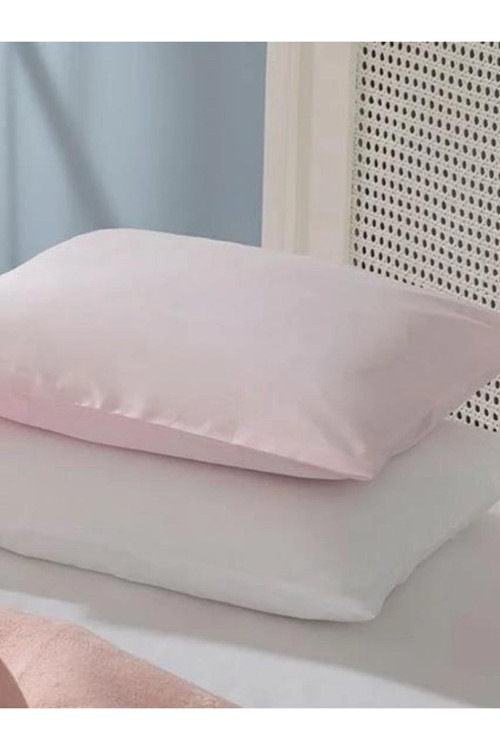 Toz Pembe Pamuklu Kapaklı 2'Li Yastık Kılıfı 50X70 Cm