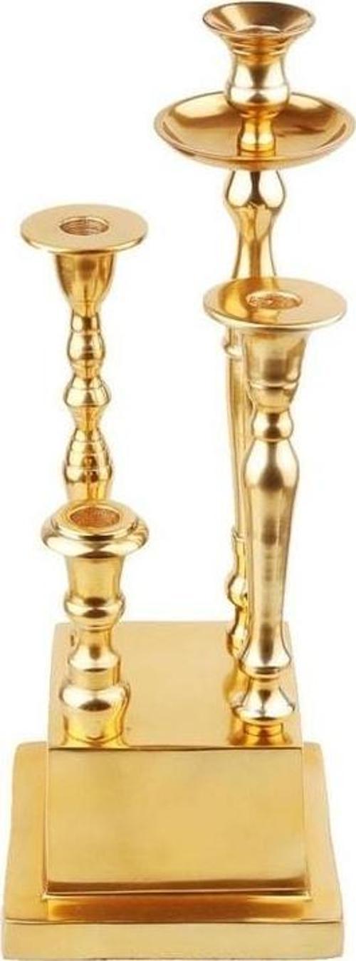 Gold Kare Ayaklı 4lu Mumluk
