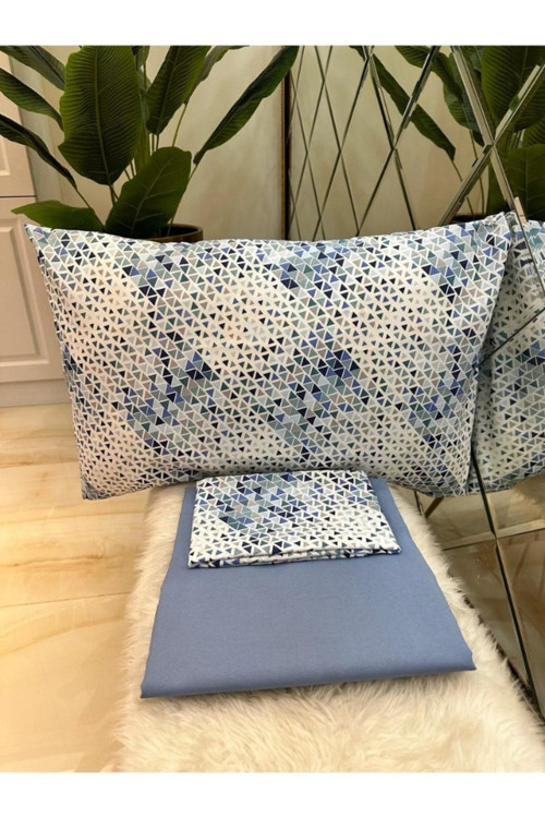 Trigon Kolay Ütülenir Çift Kişilik Çarşaf Yastık Seti 180X200 Cm Bigsizeyenimavi10036854