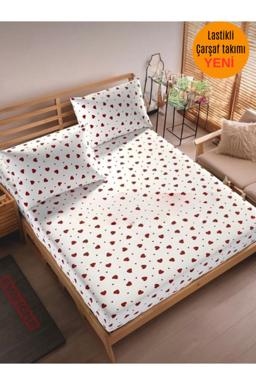 Lastikli Çift Kişilik Çarşaf Ve 2 Adet Yastık Kılıfı 180 X 200Ebat88874575