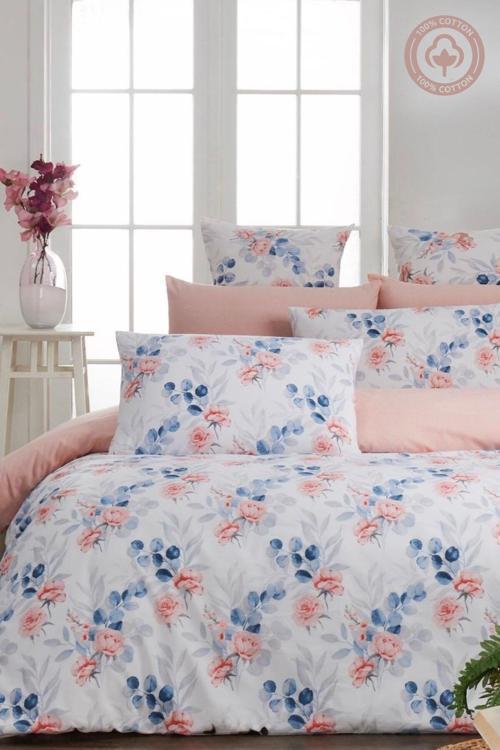 Rose Çift Kişilik 1 Adet Nevresim (Yorgan Kılıfı)200 Cm X 220 Cm, Mavi Malzeme: %100 Pamuk.