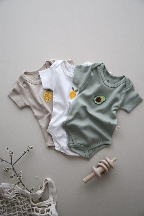 Ohlalakoala 3Lü Nakışlı Çıtçıtlı Kısa Kollu Body Zıbın Model 3 9-12 Ay