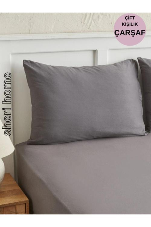 Çift Kişilik Lastiksiz Çarşaf Ve 2 Adet Yastık Kılıfı Griiçarsafseti