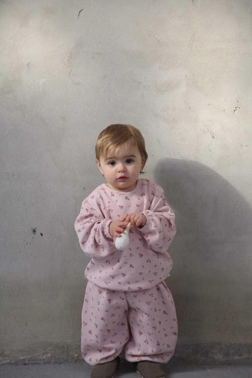 Ohlalakoala Pembe Çiçek Baskılı Şalvar Takım 3-6 Ay
