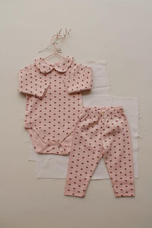 Ohlalakoala Kalp Baskılı Bebe Yaka Alt Üst Takım 12-18 Ay