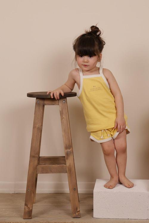 Ohlalakoala Pastel Sarı Askılı Şortlu Takım 4-5 Yaş
