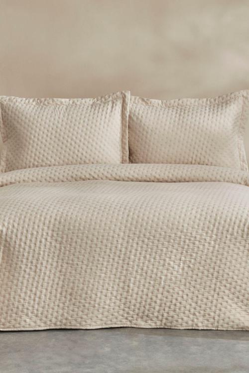 Breeze Soft Çift Kişilik Yatak Örtüsü Takımı Ekru
