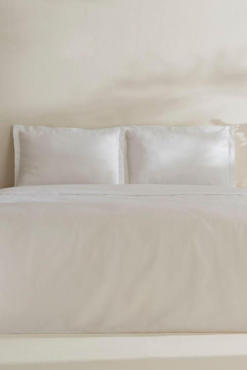 Jemma 120 Tel %100 Pamuk Saten Çift Kişilik Nevresim Takımı Beyaz