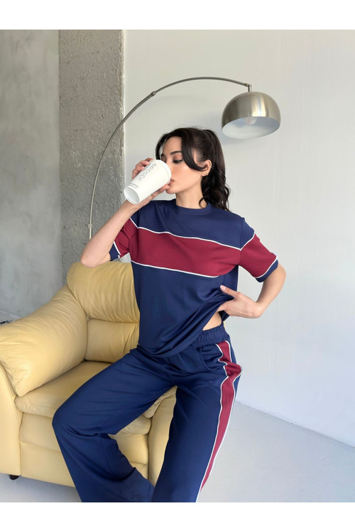 Renk Bloklu Oversize İkili Takım