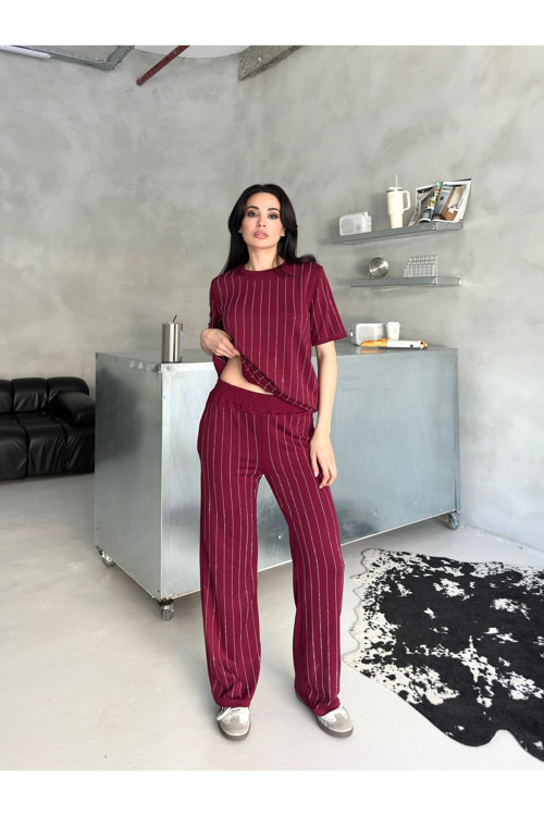Çizgili Taşlı Alt Üst Takım