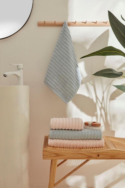 Morina 4 Parça Hamam Seti Pudra-Mavi