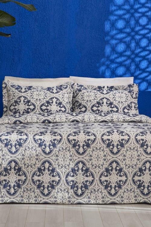 Bluva Çift Kişilik Yatak Örtüsü Takımı Mavi