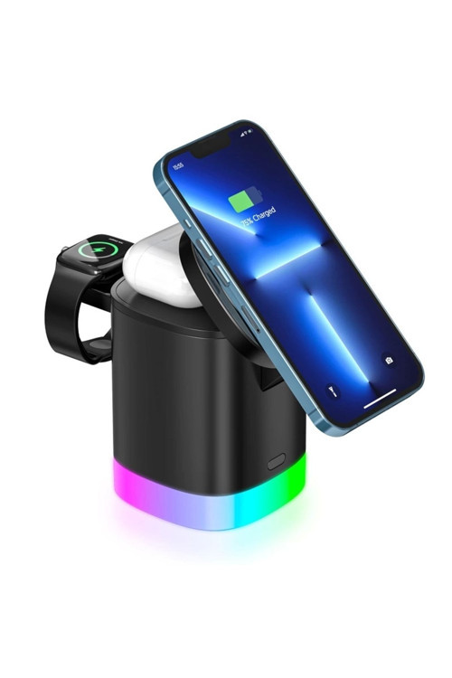 Ztmobile Magsafe 15W 3İn 1 Rgb Manyetik Kablosuz Şarj Standı Aw13