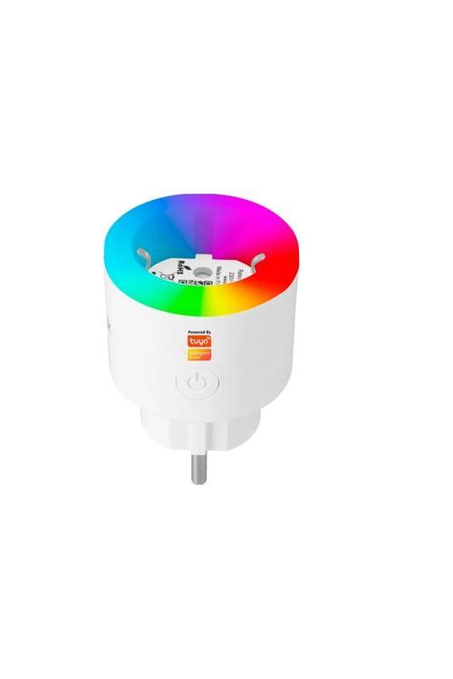Akım Korumalı Akıllı Priz Rgb Işıklı Wifi Tuya Destekli Android Ve Ios Destekli