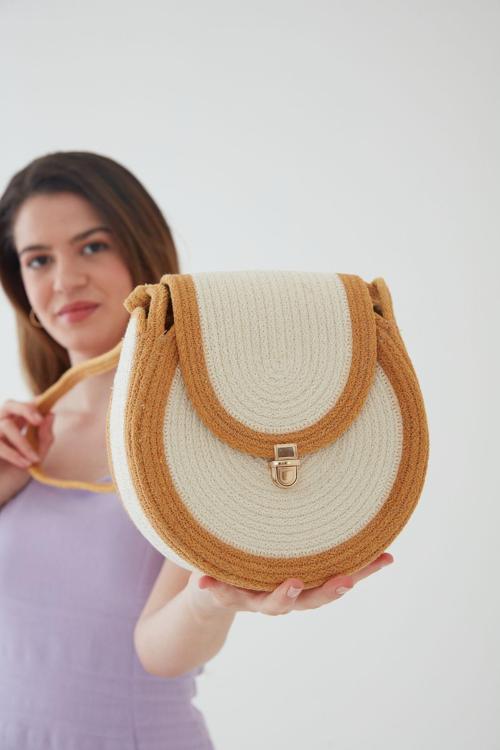 El İşi Tres İp , Kadın Omuz Çantası, Çapraz Askı Çantası Tres Model Rc-T001