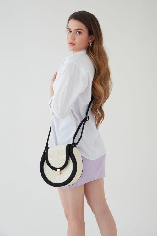 El İşi Tres İp , Kadın Omuz Çantası, Çapraz Askı Çantası Tres Model Rc-T001