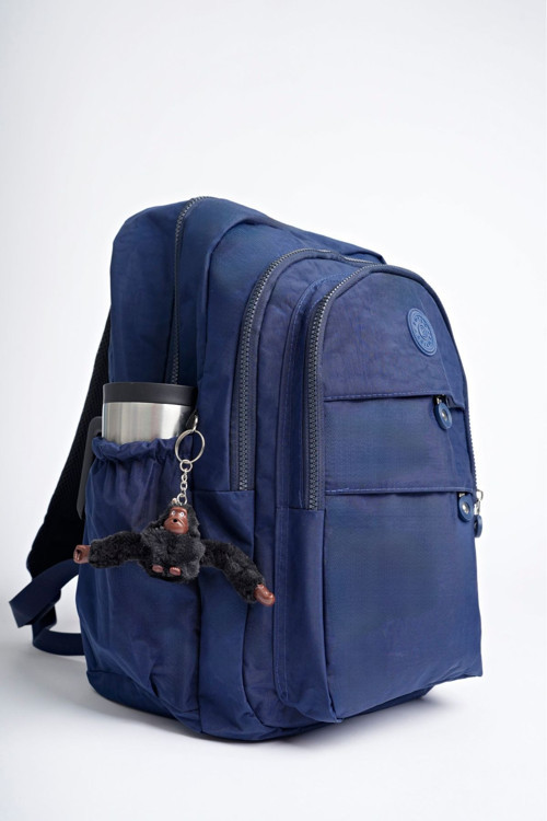 Unisex Krinkıl Kumaş Su İtici Büyük Boy Gözlü Lacivert Seyahat Sırt Çantas Lise Ortaokul Universite