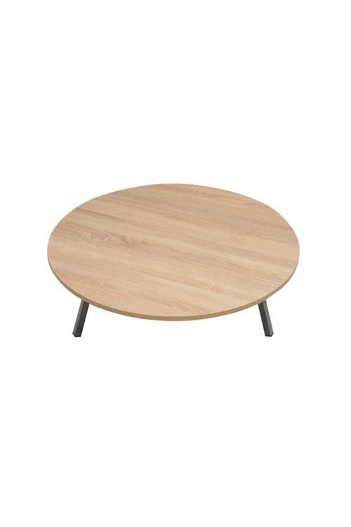 60 Cm Çap - Ahşap Kaplama Katlanabilir Yer Sofrası Hamur Açma Tahtası Oyun Masası - 21 Cm Yükseklik 60x21 cm