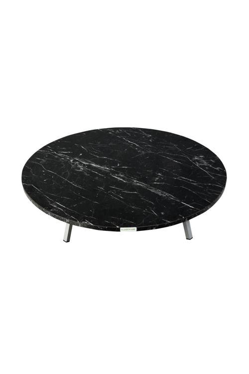 80 Cm Çap - Siyah Desenli Katlanabilir Yer Sofrası Hamur Açma Tahtası Oyun Masası - 21 Cm Yükseklik 80x21 cm