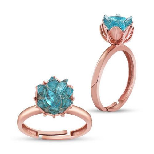 ​Gümüş Rose Mavi Lotus Çiçeği Yüzük SL3490