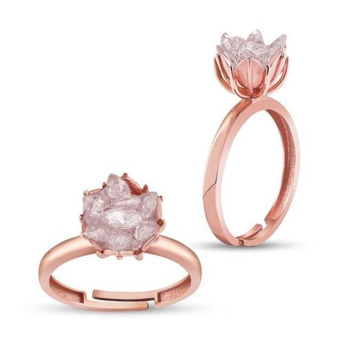 Gümüş Rose Beyaz Lotus Çiçeği Yüzük  SL3381