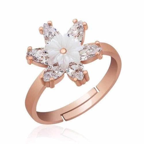 Gümüş Rose Beyaz Lotus Çiçeği Yüzük SL3023