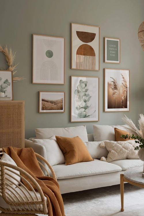 7 Parça Ahşap Çerçeve Görünümlü Mdf Tablo Seti