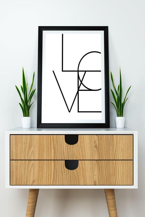 Tek Parça Çerçeve Görünümlü Yazılı Mdf Tablo "Love"