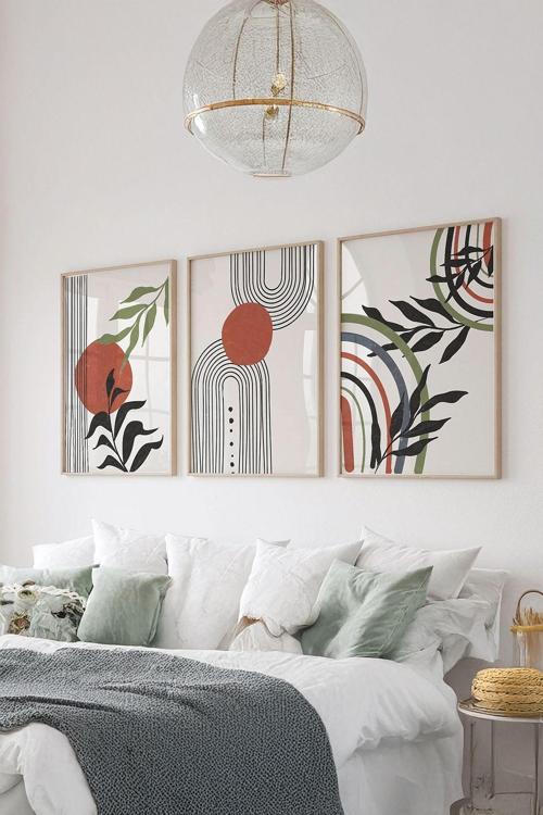 Gerçek Ahşap Çerçeveli 3 Parça 3D Poster Tablo Seti - Ersy3Set22