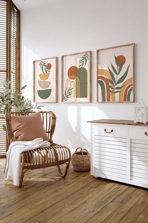 Gerçek Ahşap Çerçeveli 3 Parça 3D Poster Tablo Seti - Ersy3Set25