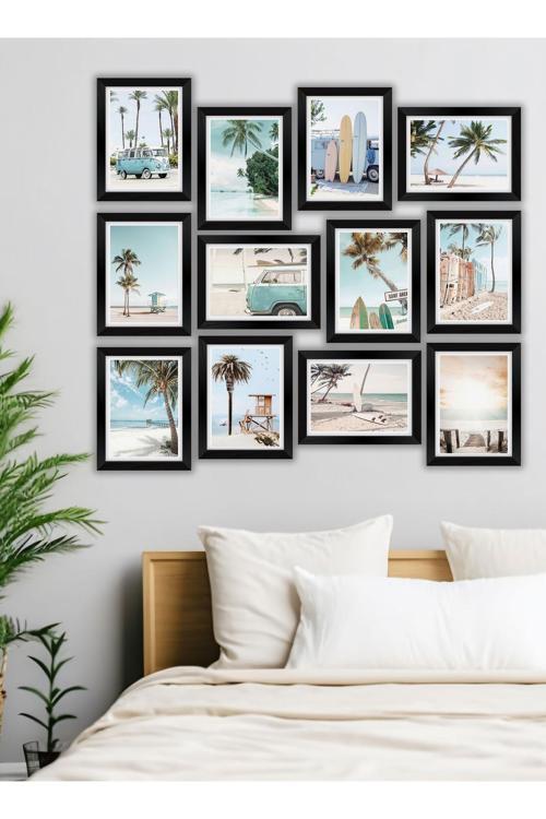 12 Parça Çerçeve Görünümlü Mdf Tablo Seti
