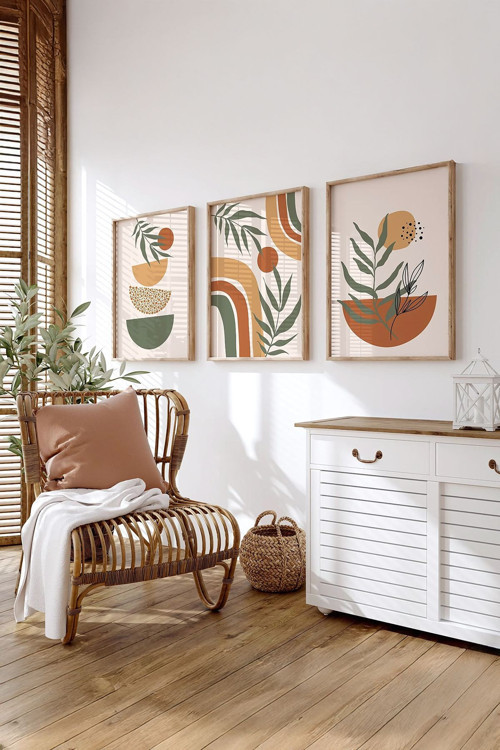 Gerçek Ahşap Çerçeveli 3 Parça 3D Poster Tablo Seti - Ersy3Set23