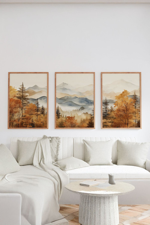 Gerçek Ahşap Çerçeveli 3 Parça 3D Poster Tablo Seti - Ersy3Set4
