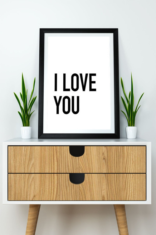 Tek Parça Çerçeve Görünümlü Yazılı Mdf Tablo "I Love You"