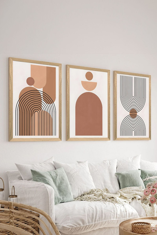 3 Parça Ahşap Çerçeve Görünümlü Mdf Poster Tablo Seti - Set 68