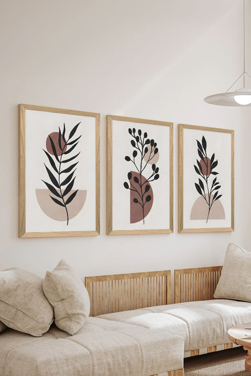 3 Parça Ahşap Çerçeve Görünümlü Mdf Poster Tablo Seti - Set 59