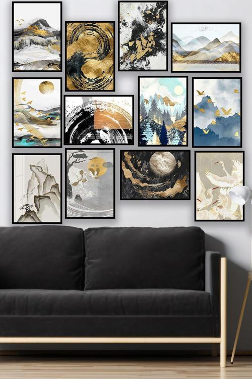13 Parça Çerçeve Görünümlü Mdf Tablo Seti