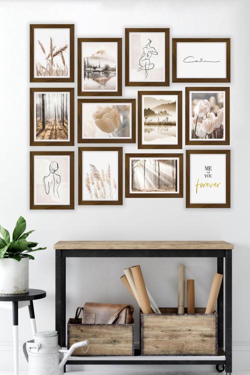 12 Parça Çerçeve Görünümlü Mdf Tablo Seti