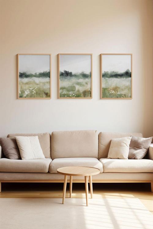 Gerçek Ahşap Çerçeveli 3 Parça 3D Poster Tablo Seti - Ersy3Set5