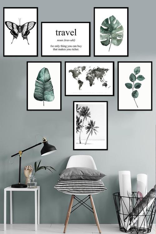 7 Parça Çerçeve Görünümlü Mdf Tablo Seti