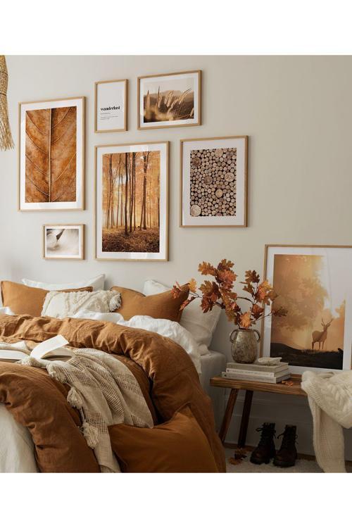 6 Parça Ahşap Çerçeve Görünümlü Mdf Tablo Seti