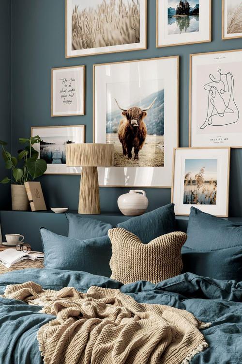 8 Parça Ahşap Çerçeve Görünümlü Mdf Tablo Seti