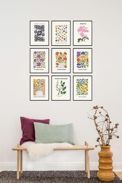 9 Parça Çerçeve Görünümlü Mdf Tablo Seti