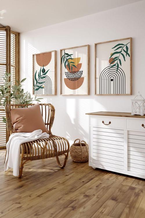 3 Parça Gerçek Ahşap Çerçeveli Tablo Seti