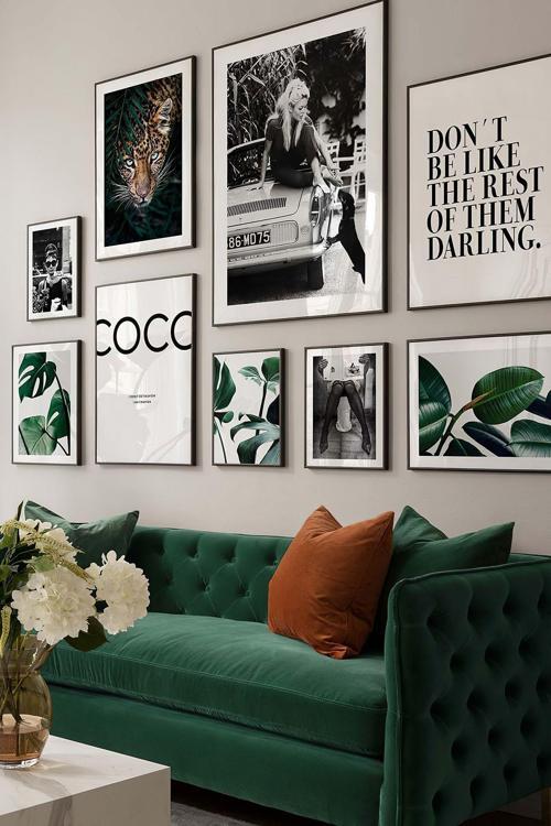 9 Parça Ahşap Çerçeve Görünümlü Mdf Tablo Seti