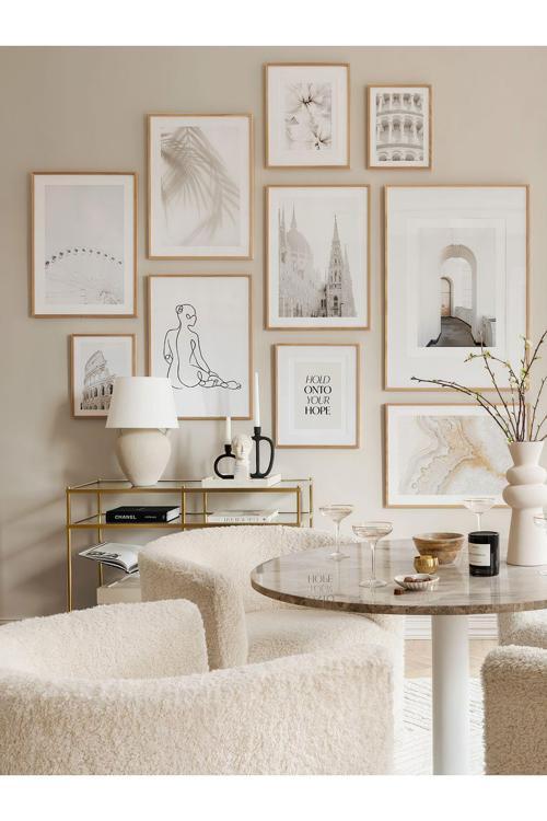 10 Parça Ahşap Çerçeve Görünümlü Mdf Tablo Seti