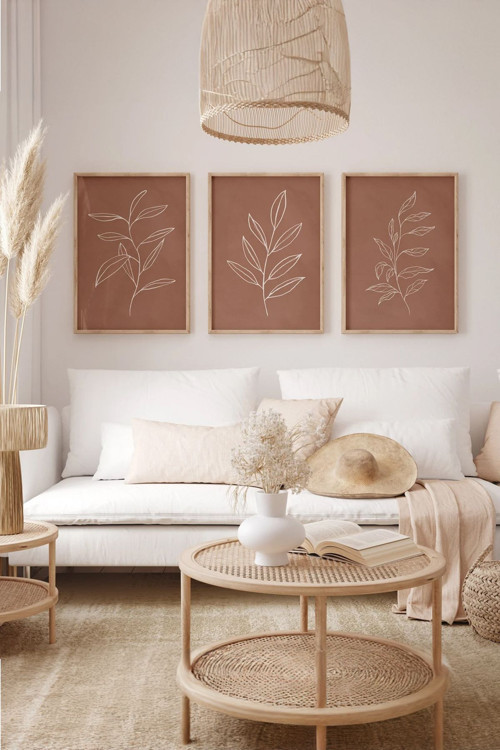 Gerçek Ahşap Çerçeveli 3 Parça 3D Poster Tablo Seti