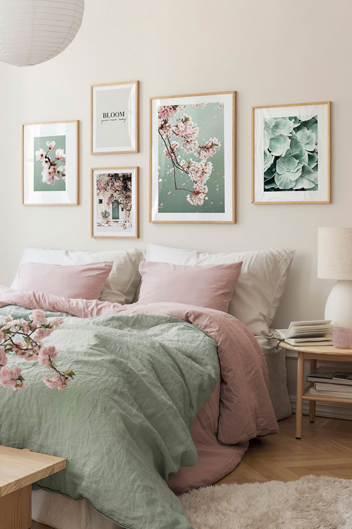 5 Parça Ahşap Çerçeve Görünümlü Mdf Tablo Seti